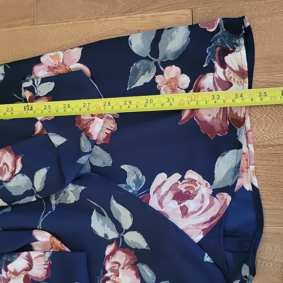 Charles Henry Flutter Sleeve Shift Dress Blue Pink Floral Tie Waist Small - Picture 10 of 11